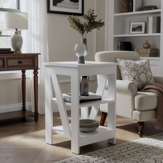 Sunvega 3-Tier Side Table with Open Shelves for Living Room and Bedroom