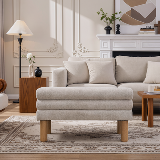 Sunvega Boucle Fabric Upholstered Dining Bench with Rubber Wood Legs 330 LBS Support