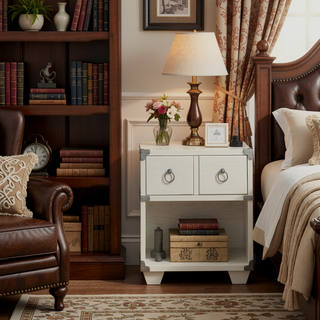 Sunvega Compact Bedside Table with USB Charging Port and Drawer