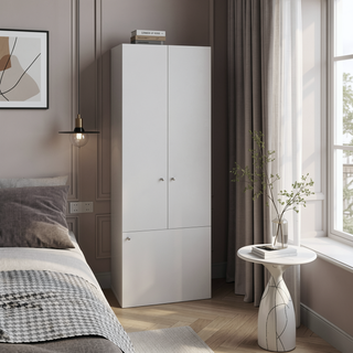 Sunvega Three-Door Freestanding Closet System with Hanging Rod and Shelves