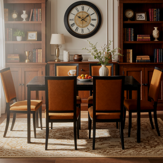 Sunvega Black Faux Marble Top Dining Table with Metal Frame for 4 Seats