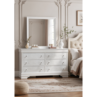 Sunvega Blaze Modern Style White Wood Dresser with Six Spacious Drawers
