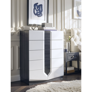 Sunvega Zebrano Accent Contemporary High Gloss White Nightstand