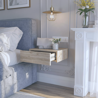 Sunvega Floating Nightstand with Spacious Drawer and Sleek Wall-Mounted Design