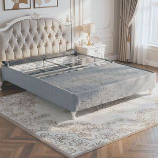 Sunvega Foldable Twin-Size Metal Mattress Bed Base with Removable Linen Cover