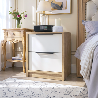 Sunvega Modern 18 Inch High Nightstand with Two Large Storage Drawers