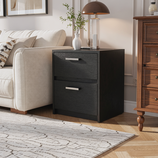 Sunvega Myrtle 2 Drawers Nightstand with Strong Metal Handles for Bedroom