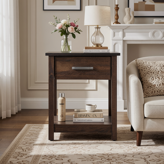Sunvega Modern Gray Nightstand with Durable Construction for Bedroom