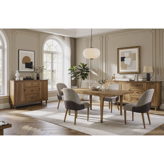 Sunvega Extendable Eucalyptus Veneer Dining Table with Transitional Styling