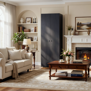 Sunvega 2 Door Black Wengue Armoire with 2 Interior Shelves for Bedroom