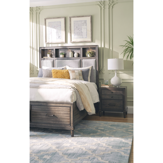 Sunvega Gray Finish Nightstand with Dovetail Drawers for Bedroom Furniture