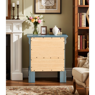 Sunvega Compact Teal Traditional Nightstand with Two Drawers for Storage