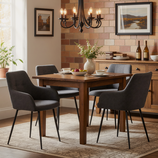 Sunvega Modern Beige Upholstered Dining Chairs with Wide Seat and Backrest