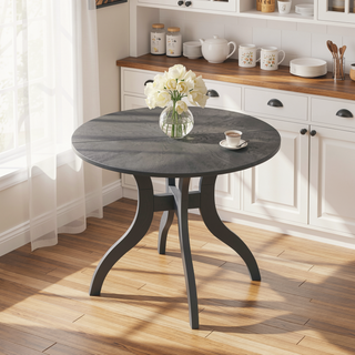 Sunvega Premium Oak Round Dining Table with Pedestal Base for 2-4 Seaters
