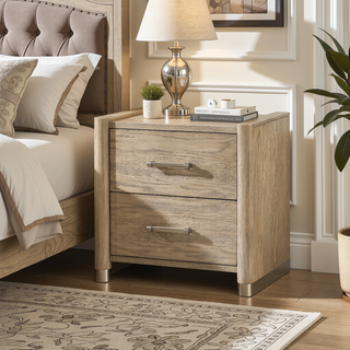 Sunvega Sarai Brown Nightstand with Spacious Drawers and Acrylic Handles