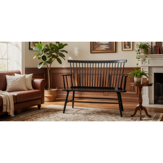 Sunvega Farmhouse Style Black Finish Spindle Back Arm Rest Wooden Chair