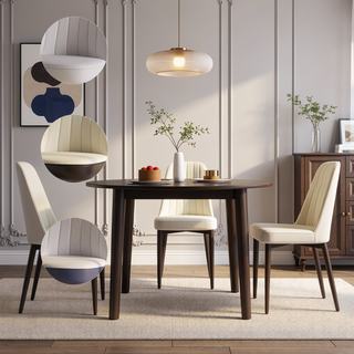 Sunvega Modern PU Leather Dining Chairs with Thick Soft Cushions and Black Metal Legs