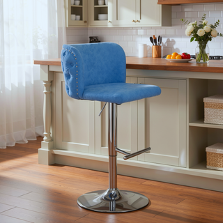 Sunvega Swivel Barstools with Tufted Back, Adjustable Seat Height and Chrome Base for Kitchen Island, Set of 2