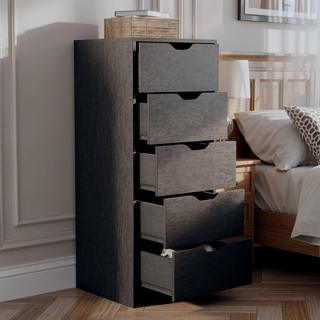 Sunvega 5 Drawer Tall Dresser with Pull Out System in Fine White Finish