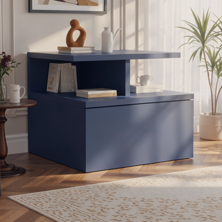 Sunvega Blue Floating Nightstand With Drawer And Shelves For Storage And Decor