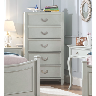 Sunvega White Transitional 2-Drawer Nightstand with Chrome Hanging Pulls
