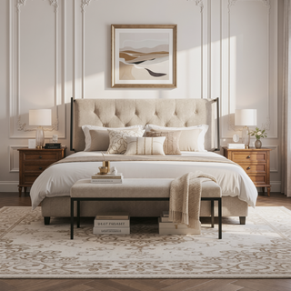 Sunvega Upholstered Bench with Plush Foam Padding and Button-Tufted Detailing