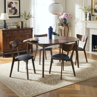 Sunvega Thomson Dark Walnut Oval Extension Leaf Dining Table with Removable Leaf
