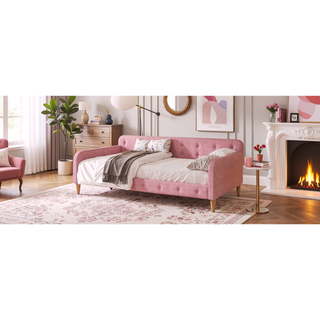 Sunvega Modern Upholstered Daybed with Solid Wood Frame and Linen Fabric