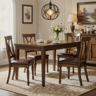 Sunvega Farmhouse Style Counter Height Dining Table with Rubberwood Frame and Wood-Like Top