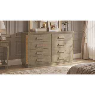 Sunvega Medusa Dresser with Wood Gold Finish and Six Drawers for Bedroom