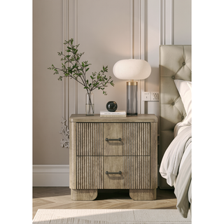 Sunvega Antique Oak Nightstand with Side Metal Glide and Felt Lined Drawers