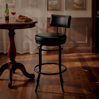 Sunvega Swivel Bar or Counter Stool with Brown Faux Leather in Mocha Finish