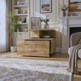 Sunvega Floating Nightstand with 2-Tier Shelf and Spacious Drawer for Easy Storage