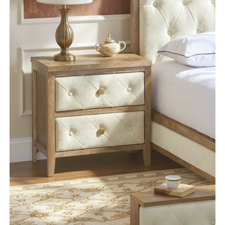 Sunvega Modern Walnut Finish Nightstand with Two Beautiful Storage Drawers