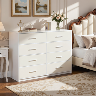 Sunvega 8-Drawer Dresser with Large Fabric Storage and Premium Wooden Frame