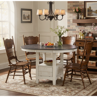 Sunvega Antique White and Rosy Brown Finish Counter Height Dining Table with Extension Leaf