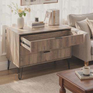 Sunvega Modern Glam Dresser with Gold Metal Handles and Splayed Legs for Bedroom