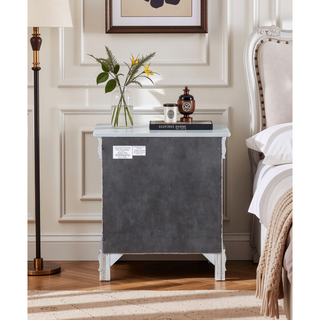 Sunvega Platinum Finish Nightstand with Nickel Handle and Smooth Glide Drawer