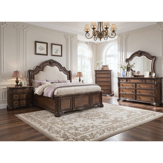Sunvega Traditional Formal Style Nightstand with Genuine Marble Top and Three Drawers