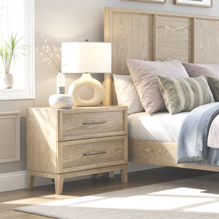Sunvega Light Brown Finish Contemporary Style 2-Drawer Bedside Table with Ball Bearing Glides