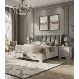 Sunvega Two Drawer Nightstand with Contemporary Style and Dark Wood Finish