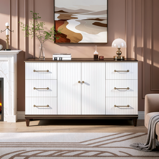 Sunvega Modern White and Cherry Finish Nightstand with Two Dovetail Drawers