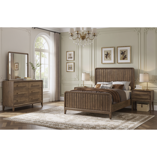 Sunvega Elm Veneer Small Chest in Warm Latte with Five Smooth Drawers