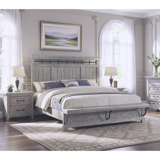 Sunvega Light Gray Finish Transitional Nightstand with Two Drawers and Metal Pulls