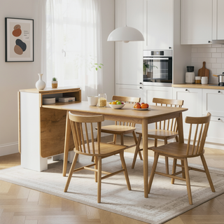 Sunvega White and Macadamia Folding Dining Table with Strong Legs and Three Forms