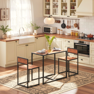 Sunvega Industrial Dining Table Set for Two with Chairs and Footrest