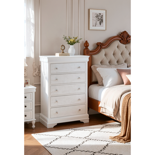 Sunvega Crystal Embellished Contemporary Textured Drawer Chest with Tapered Legs