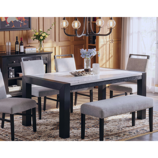 Sunvega Modern Charcoal Upholstered Dining Bench with Soft Fabric and Wooden Legs