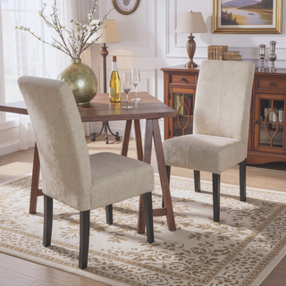 Sunvega Upholstered Dining Chair Set of 2 with T-Stitch Design and Wood Legs