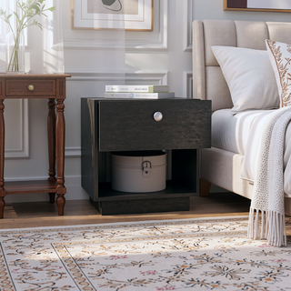 Sunvega White Finish One Drawer Nightstand with Shelf for Bedroom Decor